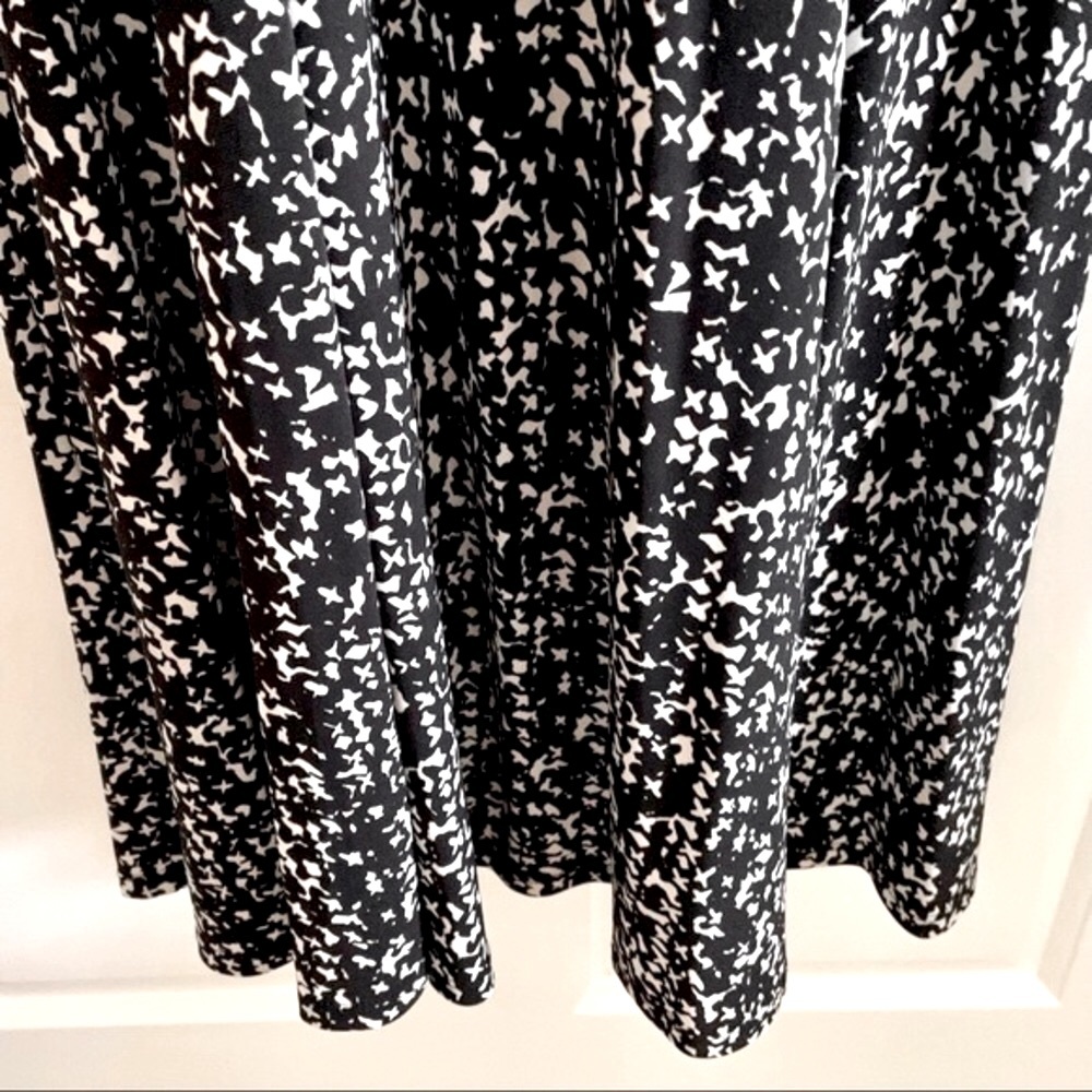 Lauren Ralph Lauren Black & White Print Sleeveless Jersey Midi-dress Full Skirt - Picture 9 of 13